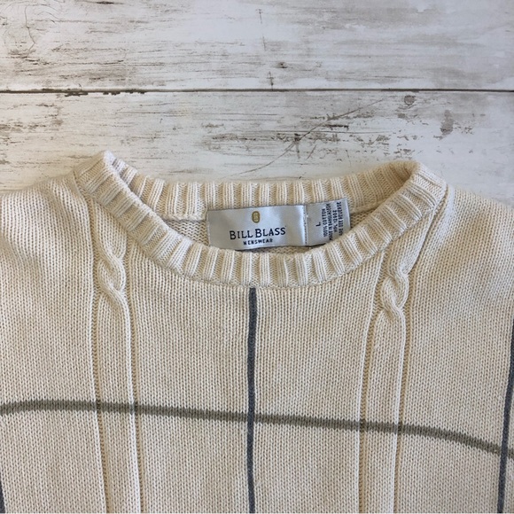 BILL BLASS Menswear Men’s Cream Crewneck Knit Pullover Sweater Size L - Picture 3 of 11